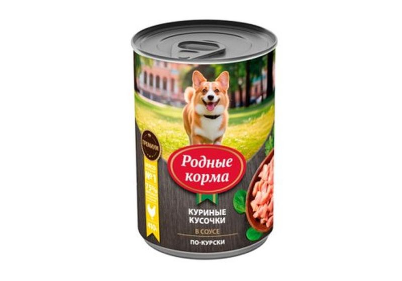 Консервированный корм для щенков "куриные кусочки в соусе по-курски" 410 гр