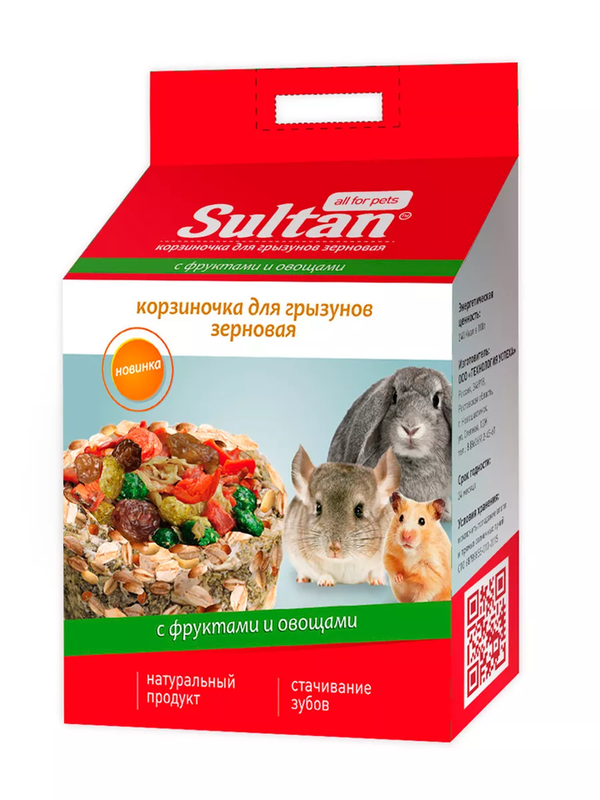 Фруктово-овощная корзинка для грызунов зерновая 1 шт