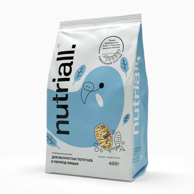 Полнорационный корм для волнистых попугаев в период линьки 900 гр