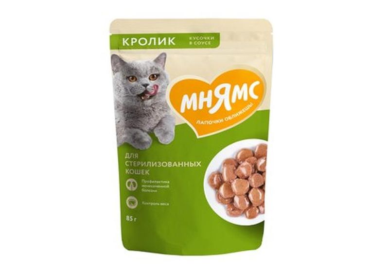 Влажный корм кусочки в соусе д/стерилизованных кошек с кроликом 85 гр