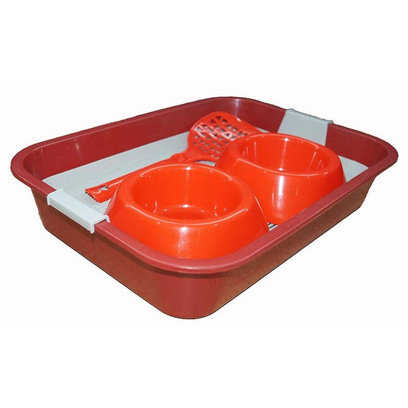 Набор "Для любимца" (туалет эконом с сеткой, миска двойная, совок) набор