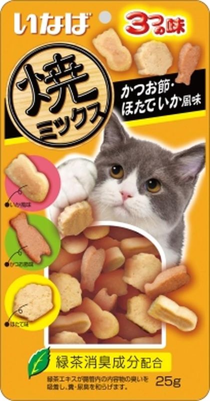 Tobitsuku Yakikatsuo Лакомство д/кошек Снеки кацуобуси, морского гребешка и кальмара 25 гр