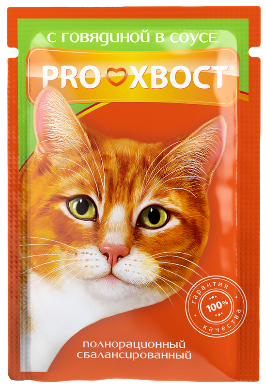 Влажный корм для кошек с говядиной в соусе, пауч 85 гр
