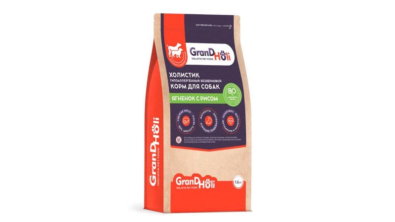 Сухой корм холистик для собак крупных и средних пород "Ягненок с рисом" 1,5 кг