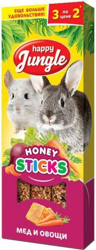 Палочки для крупных грызунов, 3 шт. мед и фрукты
