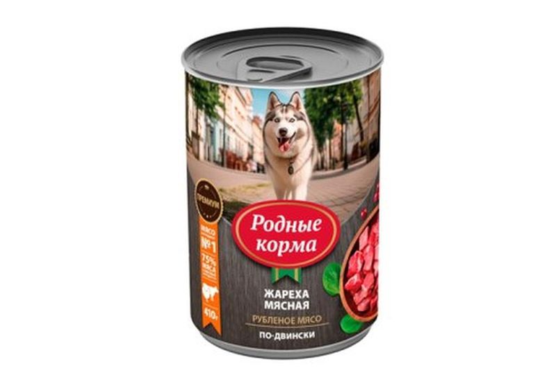 Консервированный корм для щенков "жареха мясная по-двински" 410 гр