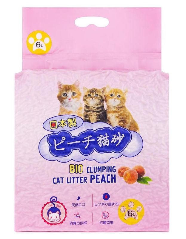 Соевый комкующийся наполнитель с ароматом персика 6 л