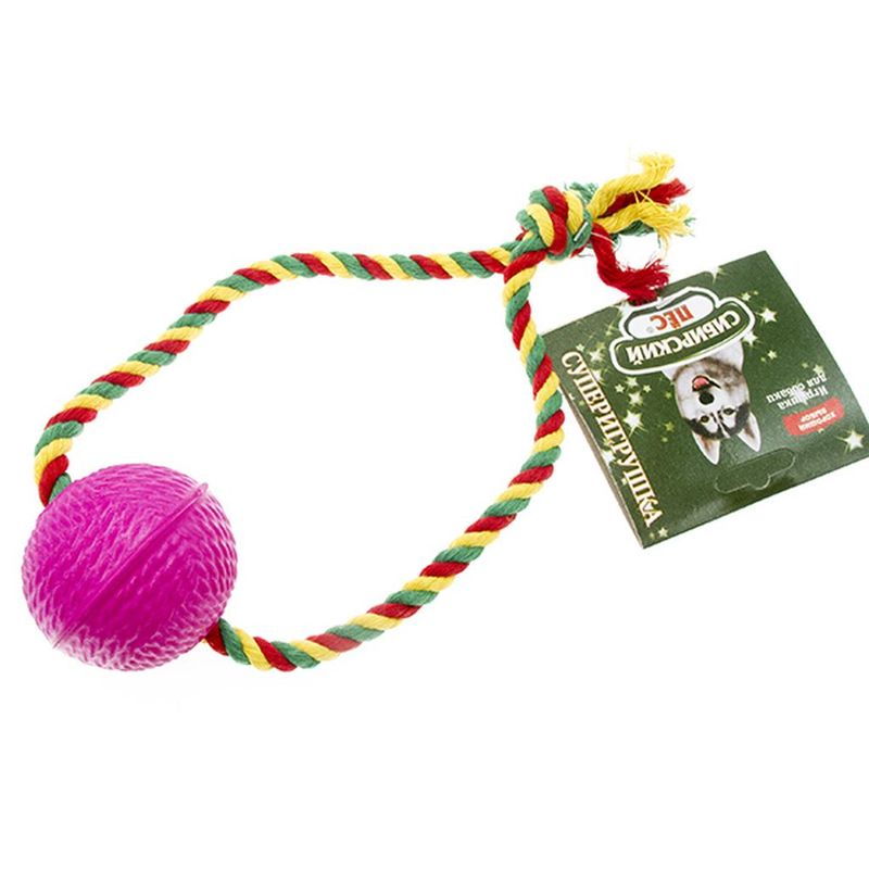 Сибирский Пёс Игрушка для Собаки "Супермяч" СРЕДНИЙ На верёвке ХБ " Кольцо"