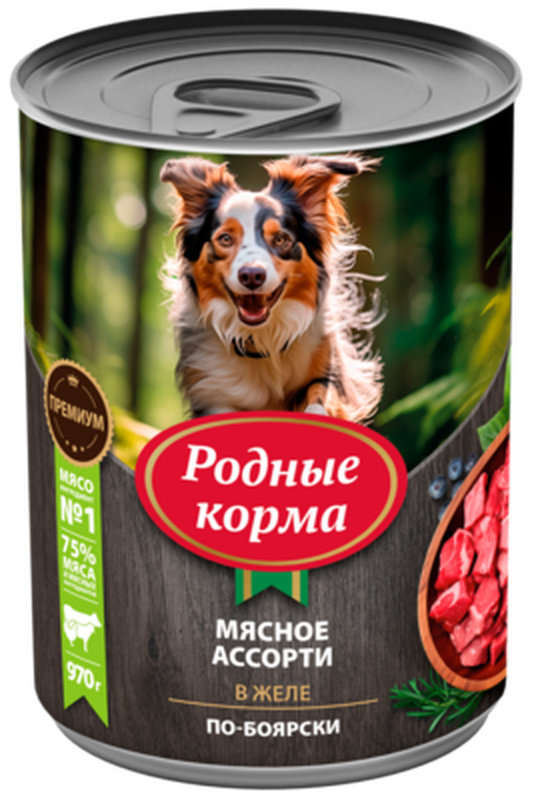 Консервированный корм для собак "Мясное ассорти в желе по-боярски" 410 гр