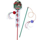 Сибирская кошка Дразнилка-удочка шарик с лентами и погремушкой